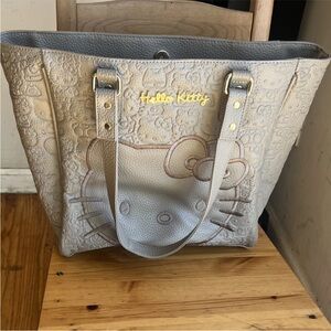 Hello Kitty Embossed Gray Tote Bag